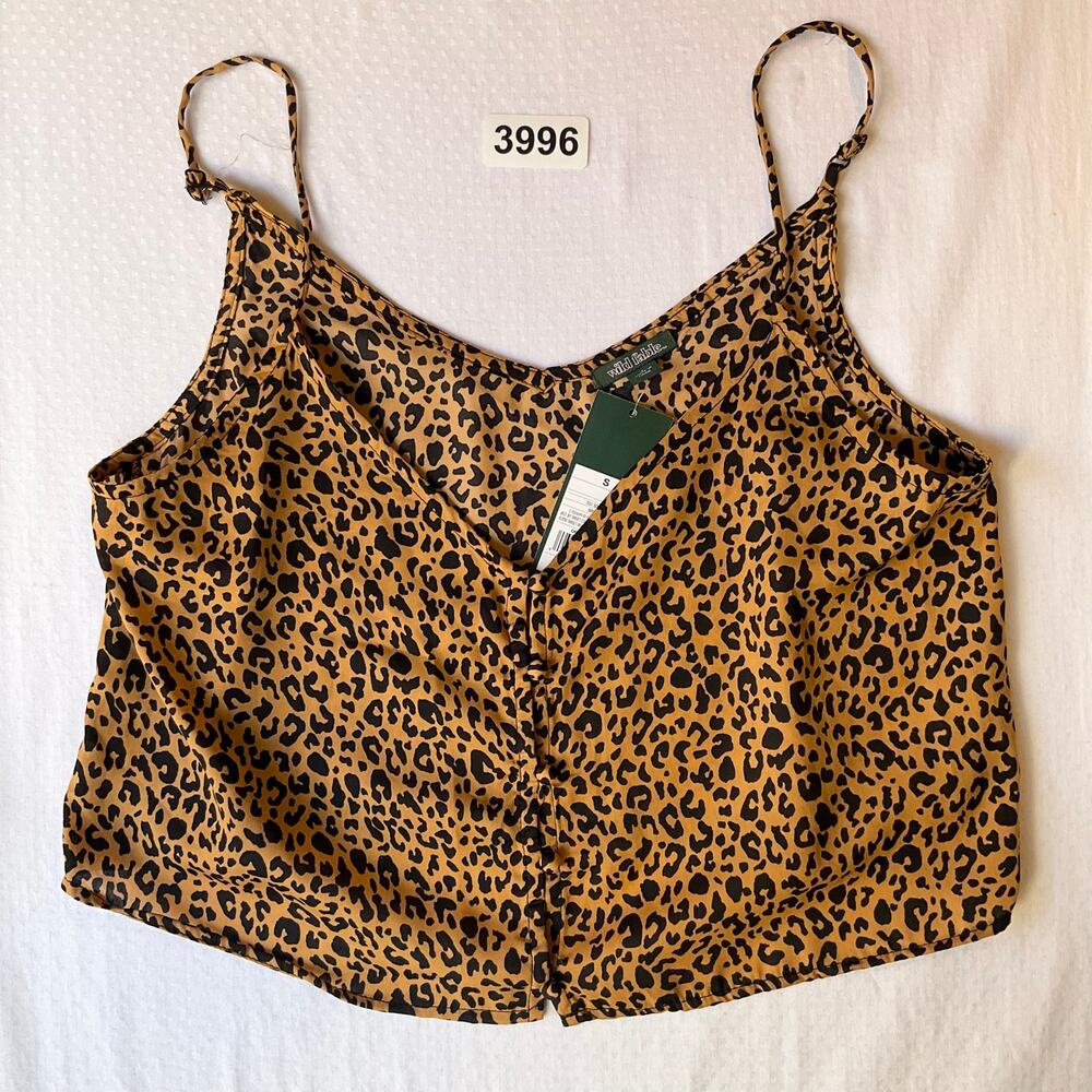 Wild Fable Women Tank Top Size S Brown Leopard Sleeveless Sexy Crop Top V-neck
